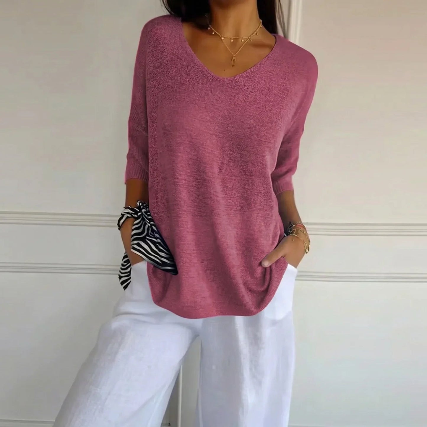 Blusa Carmim™ em Malha de Tricô Texturizada
