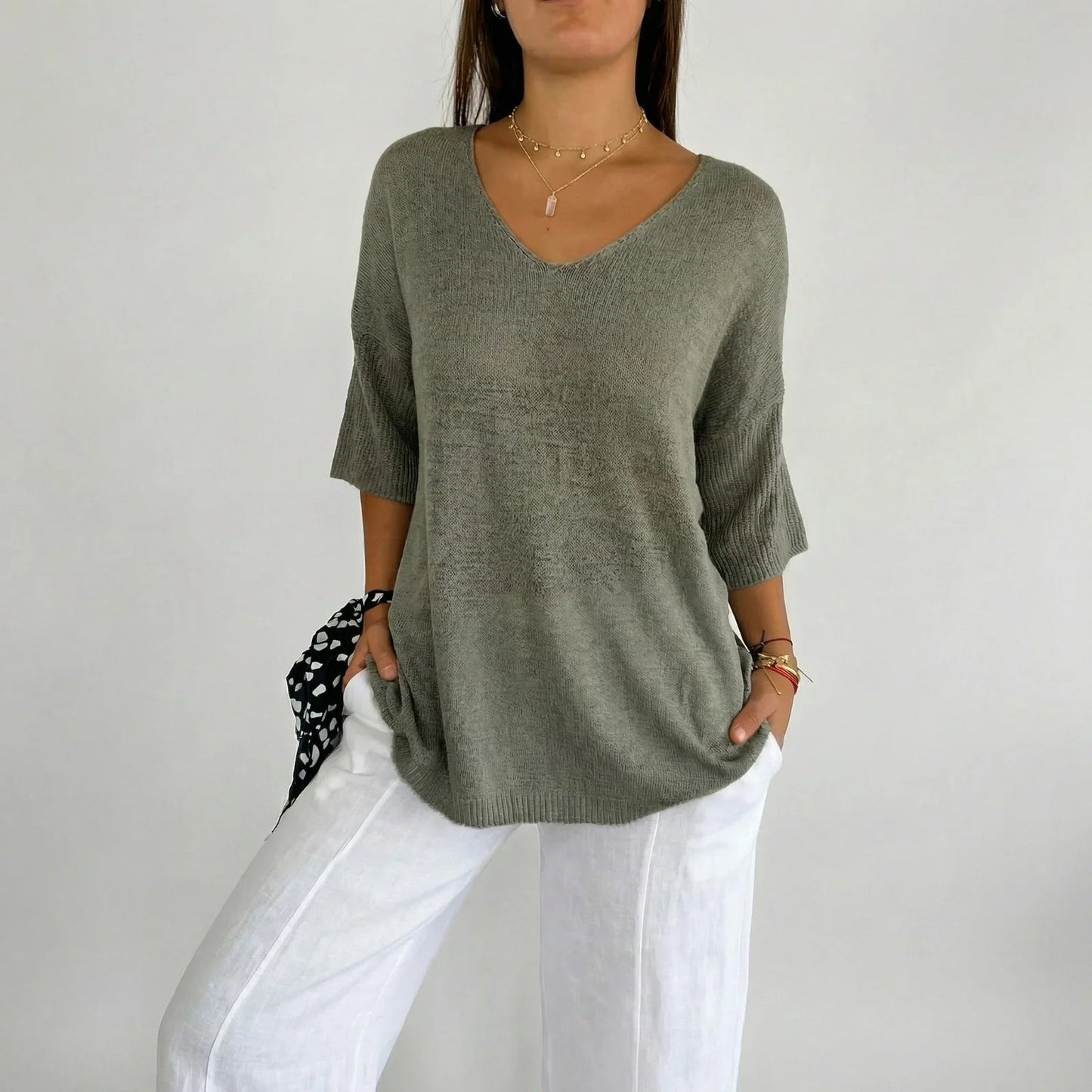 Blusa Carmim™ em Malha de Tricô Texturizada