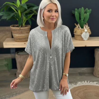 Blusa Dubai™ em Viscose Premium com Detalhes em Paetê