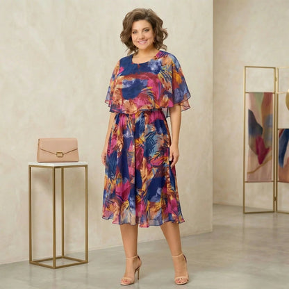 Vestido Tropicália™ Midi Estampado com Sobreposição