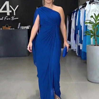 Vestido Longo Catarina™ Drapeado com Ombro Único