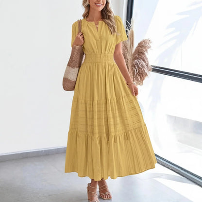 Vestido Floriana™ com Saia em Camadas e Cintura Marcada