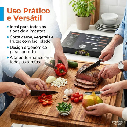 Kit de Facas com 6 Peças Profissionais Modern Lar™ / Cozinha Completa com Estilo, Conforto e Eficiência