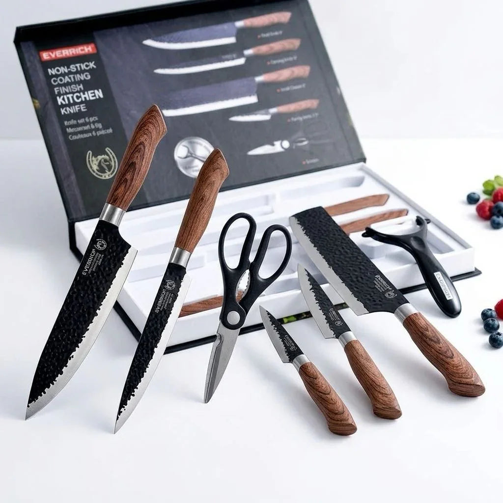 Kit de Facas com 6 Peças Profissionais Modern Lar™ / Cozinha Completa com Estilo, Conforto e Eficiência