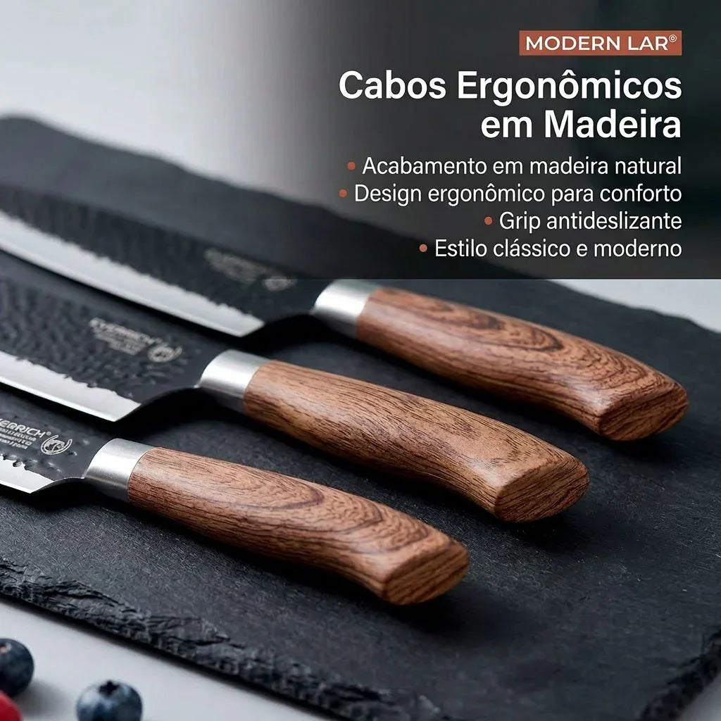 Kit de Facas com 6 Peças Profissionais Modern Lar™ / Cozinha Completa com Estilo, Conforto e Eficiência