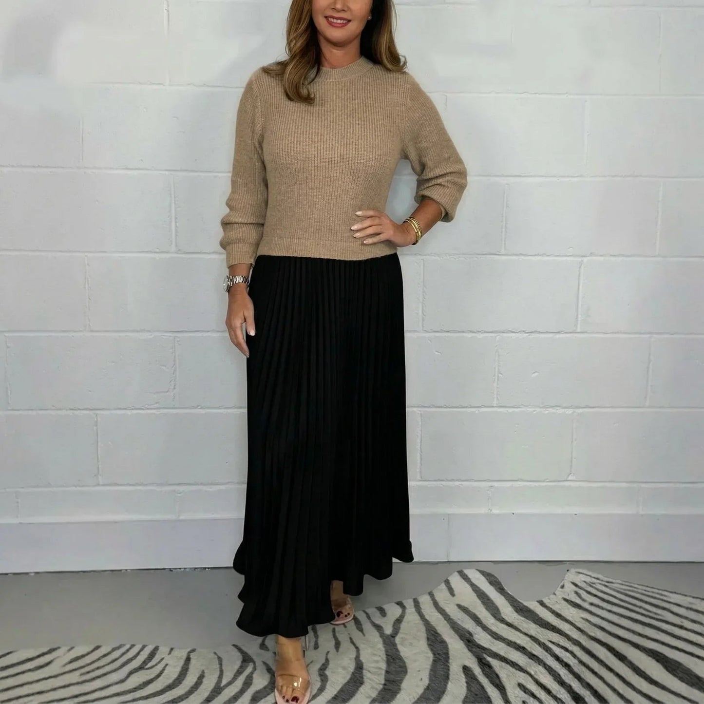 Vestido Rubi™ com Efeito Duas Peças e Plissado Luxuoso