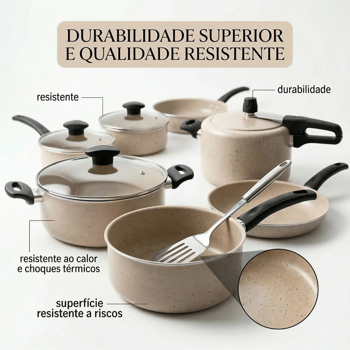 Jogo Panelas 9 Peças Antiaderente Modern Lar™ Conjunto Cozinha Completa Com Acessórios Inclusos!