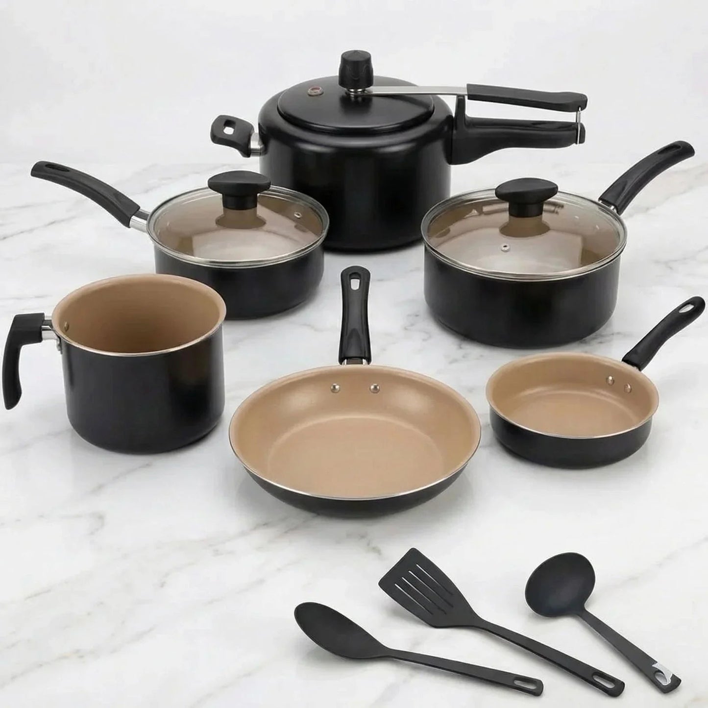 Jogo Panelas 9 Peças Antiaderente Modern Lar™ Conjunto Cozinha Completa Com Acessórios Inclusos!