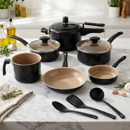 Jogo Panelas 9 Peças Antiaderente Modern Lar™ Conjunto Cozinha Completa Com Acessórios Inclusos!