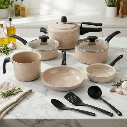 Jogo Panelas 9 Peças Antiaderente Modern Lar™ Conjunto Cozinha Completa Com Acessórios Inclusos!