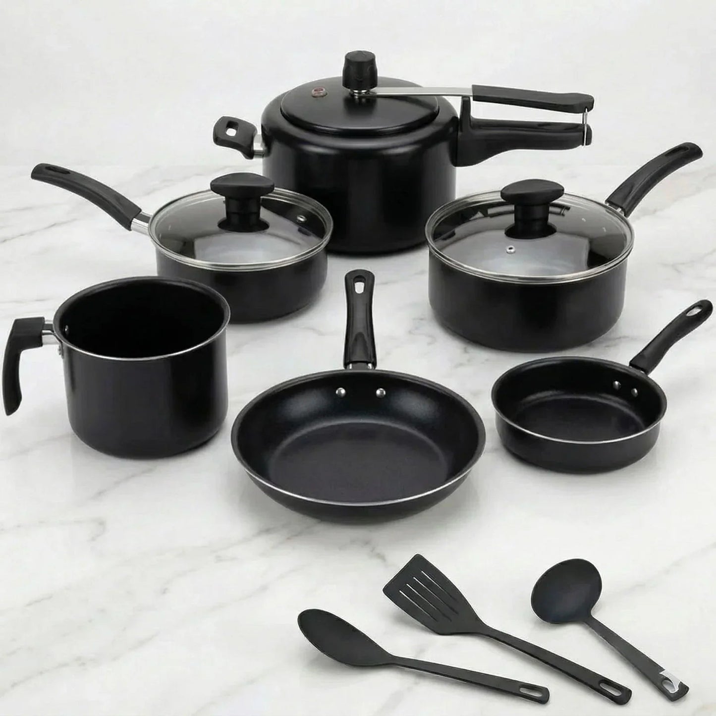 Jogo Panelas 9 Peças Antiaderente Modern Lar™ Conjunto Cozinha Completa Com Acessórios Inclusos!