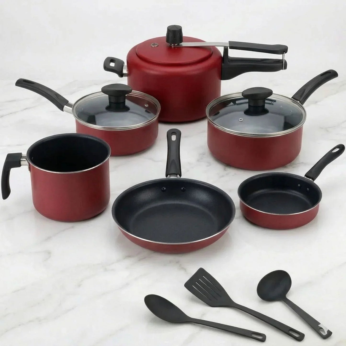Jogo Panelas 9 Peças Antiaderente Modern Lar™ Conjunto Cozinha Completa Com Acessórios Inclusos!