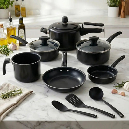 Jogo Panelas 9 Peças Antiaderente Modern Lar™ Conjunto Cozinha Completa Com Acessórios Inclusos!