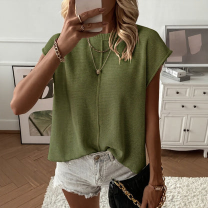 Blusinha Lina™ com Manga Curtinha e Trama Texturizada