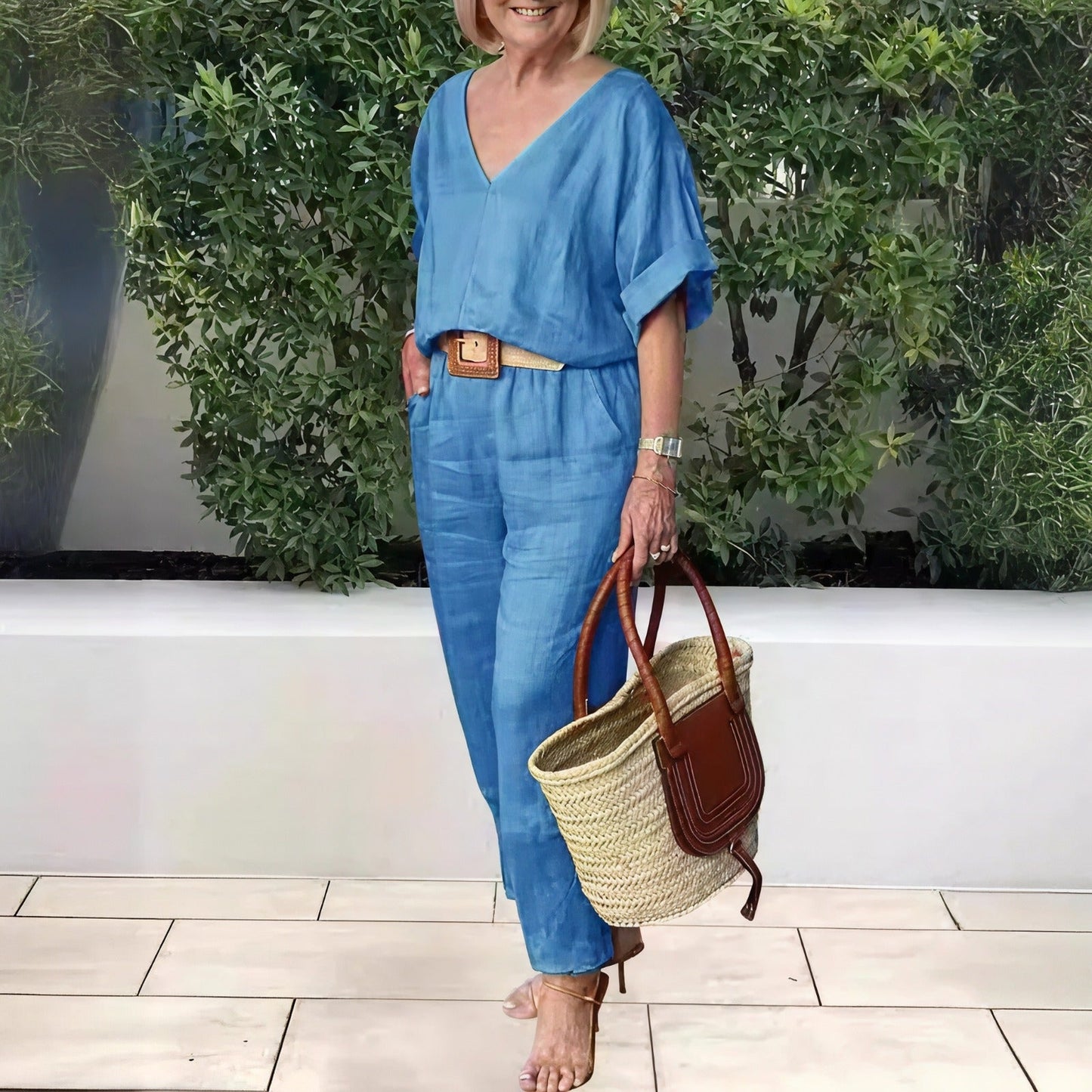 Conjunto Valmora™ em Linho de Algodão com Estilo Clássico Moderno