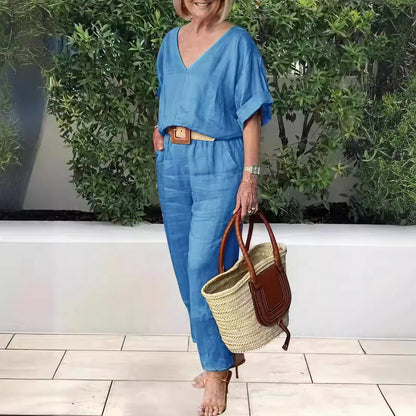 Conjunto Valmora™ em Linho de Algodão com Estilo Clássico Moderno