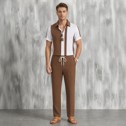 Conjunto Dionísio™ com Listras Assimétricas e Calça com Cós Elástico