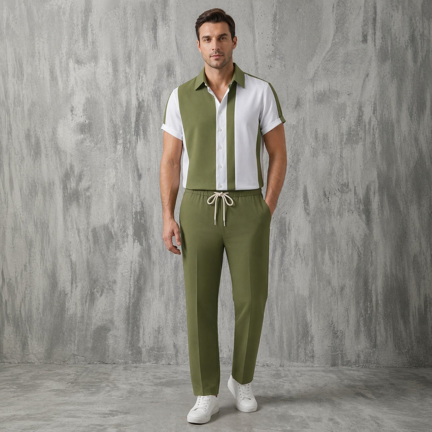 Conjunto Dionísio™ com Listras Assimétricas e Calça com Cós Elástico