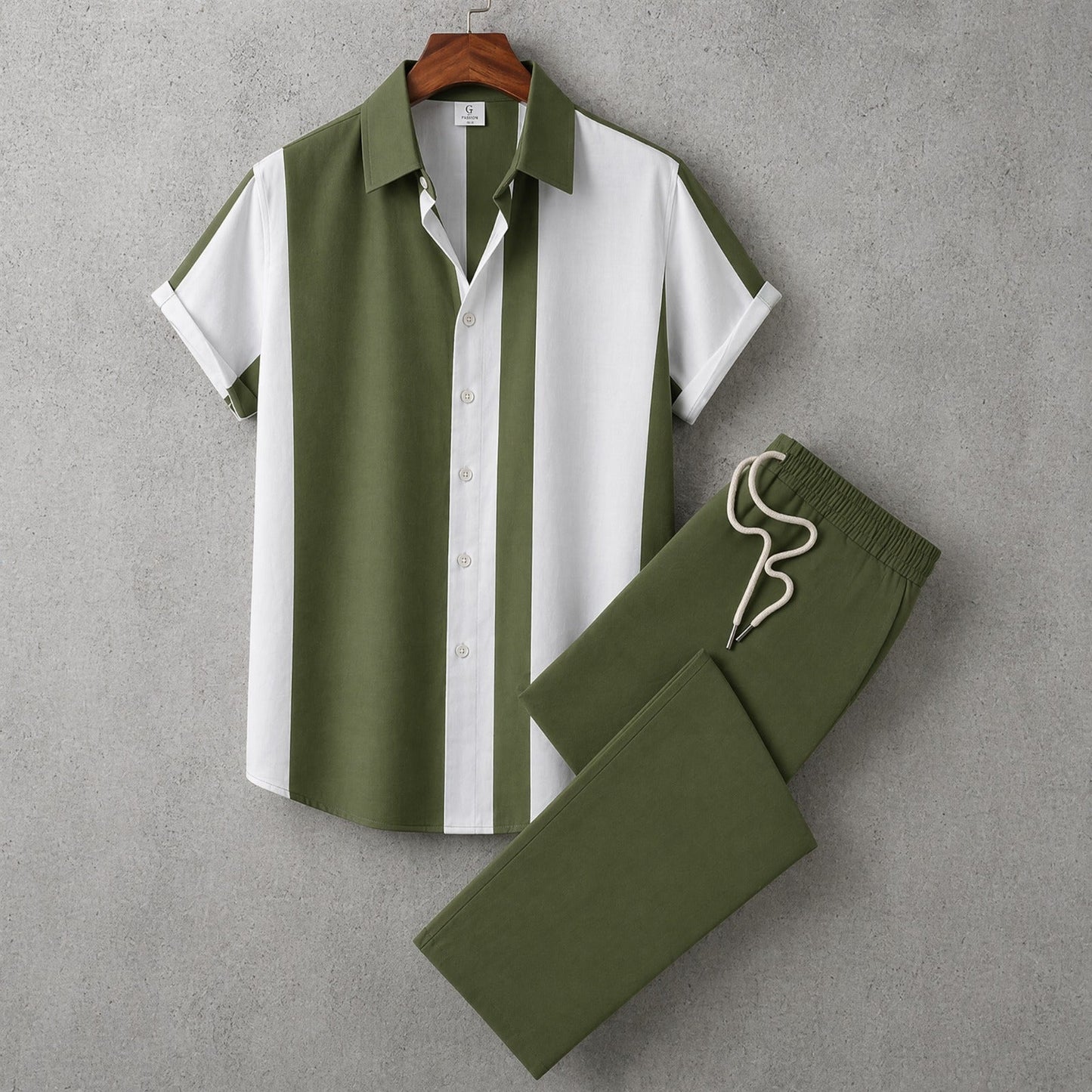 Conjunto Dionísio™ com Listras Assimétricas e Calça com Cós Elástico