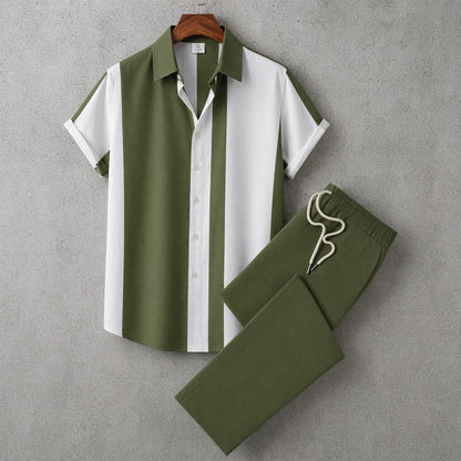 Conjunto Dionísio™ com Listras Assimétricas e Calça com Cós Elástico