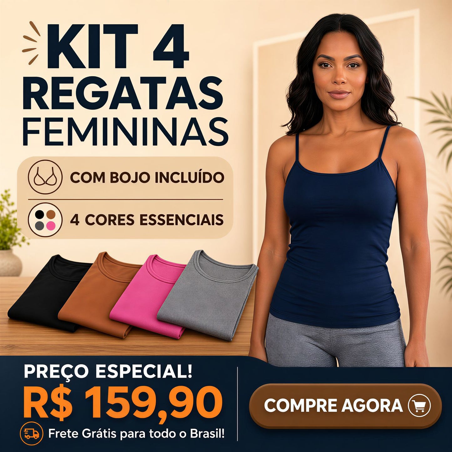 KIT 4 REGATAS FEMININAS COM BOJO