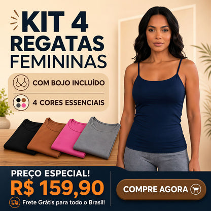 KIT 4 REGATAS FEMININAS COM BOJO