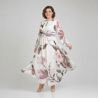 Vestido Manuela™ com Cintura Definida e Decote Canoa