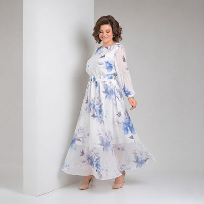 Vestido Manuela™ com Cintura Definida e Decote Canoa