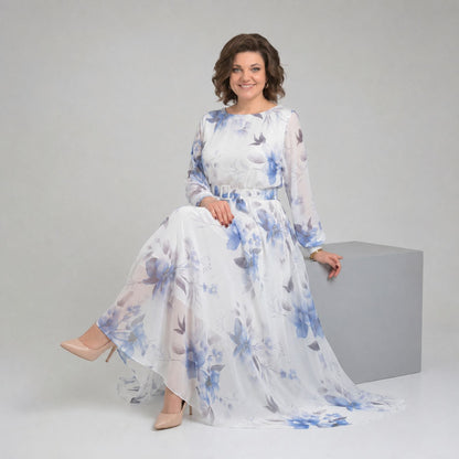 Vestido Manuela™ com Cintura Definida e Decote Canoa