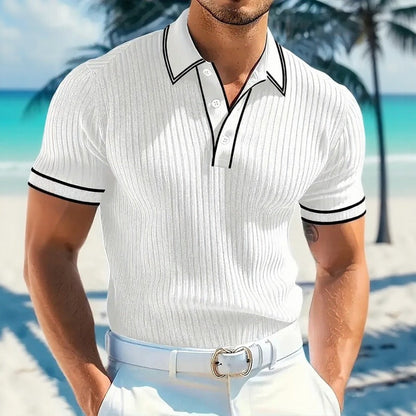 Polo Valtier™ em Malha Canelada Premium com Modelagem Slim