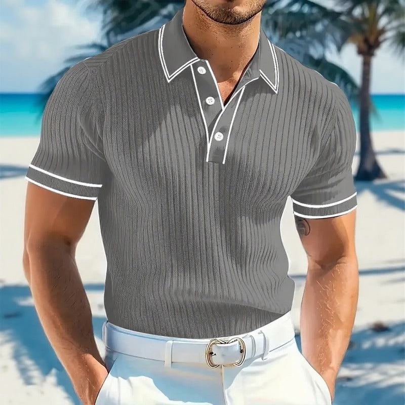 Polo Valtier™ em Malha Canelada Premium com Modelagem Slim