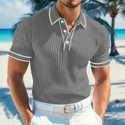 Polo Valtier™ em Malha Canelada Premium com Modelagem Slim