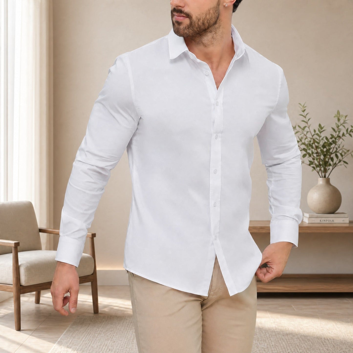 Camisa DiCaprio™ Com Caimento Slim e Elasticidade Inteligente