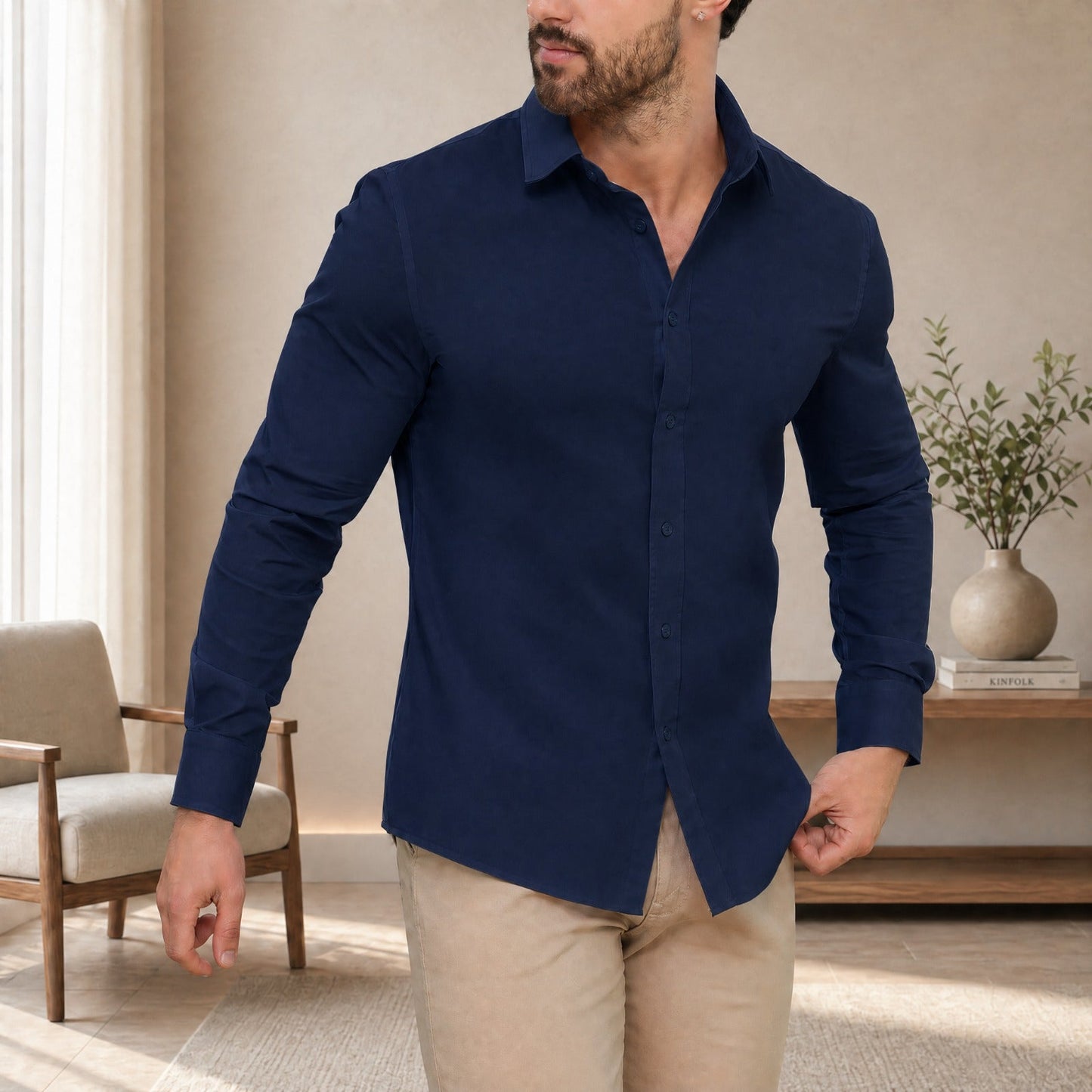 Camisa DiCaprio™ Com Caimento Slim e Elasticidade Inteligente