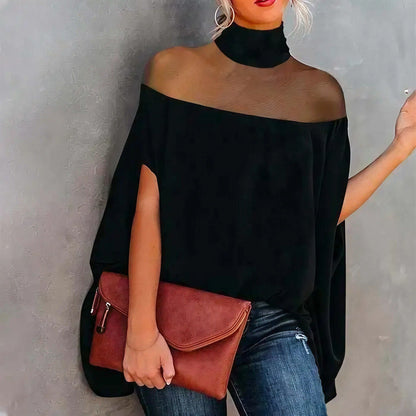 Blusinha Parma™ com Gola Alta e Ombros Transparentes