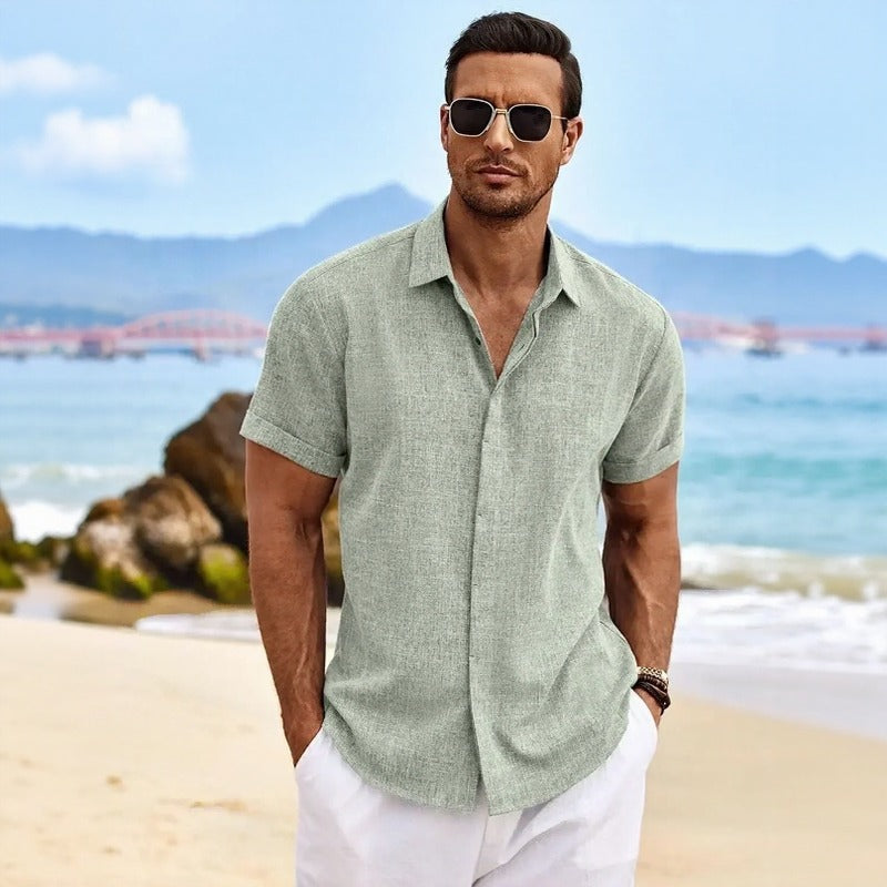 Camisa Arvian™ em Linho de Algodão com Estilo Casual Elegante