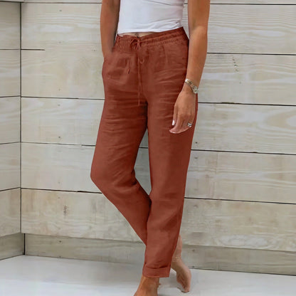 Calça Norah™ em Linho de Algodão com Cintura Ajustável
