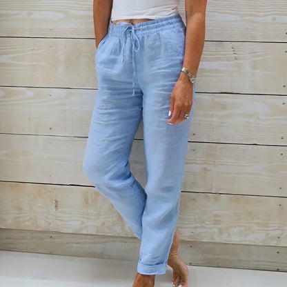 Calça Norah™ em Linho de Algodão com Cintura Ajustável