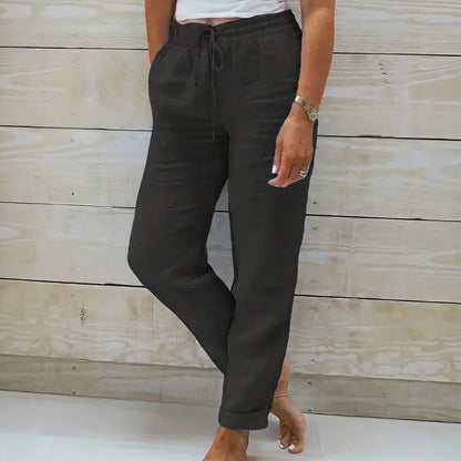 Calça Norah™ em Linho de Algodão com Cintura Ajustável