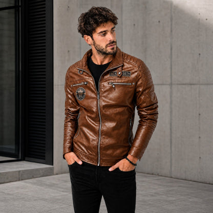Jaqueta Vanguard™ em Couro Premium com Gola Alta