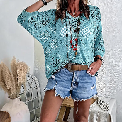 Blusa CityBreeze™ em Tricô Vazado e Modelagem Solta