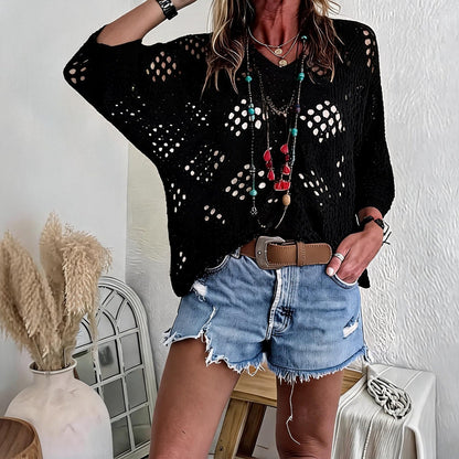 Blusa CityBreeze™ em Tricô Vazado e Modelagem Solta