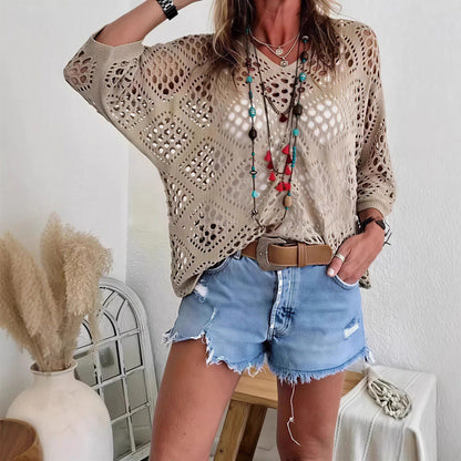 Blusa CityBreeze™ em Tricô Vazado e Modelagem Solta