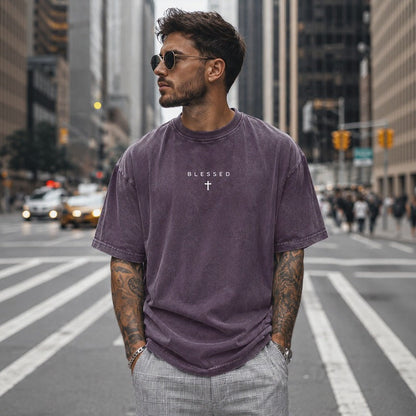 Camiseta Blessed Motion™ Oversized Com Acabamento Estonado