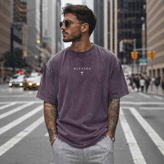 Camiseta Blessed Motion™ Oversized Com Acabamento Estonado