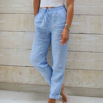 Calça Cagliari™ em Linho de Algodão e Cós Ajustável