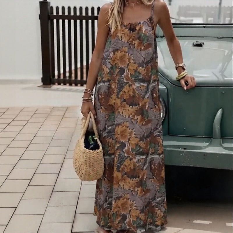 Vestido Monet™ com Estampas Marcantes e Costas Abertas
