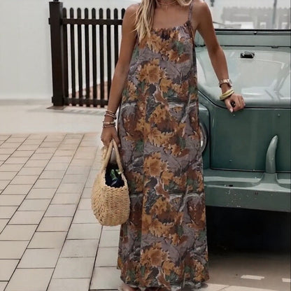 Vestido Monet™ com Estampas Marcantes e Costas Abertas