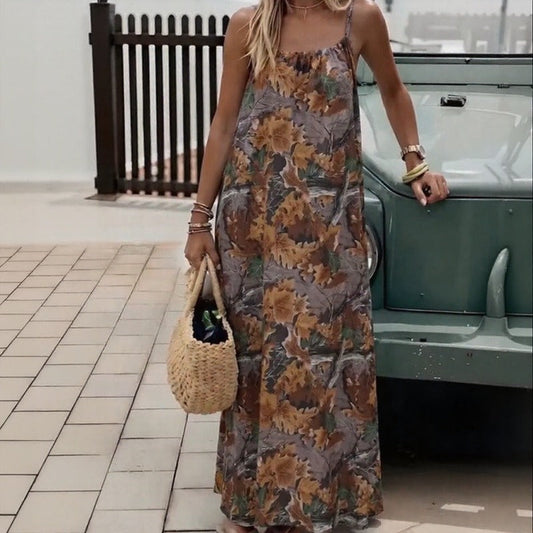 Vestido Monet™ com Estampas Marcantes e Costas Abertas