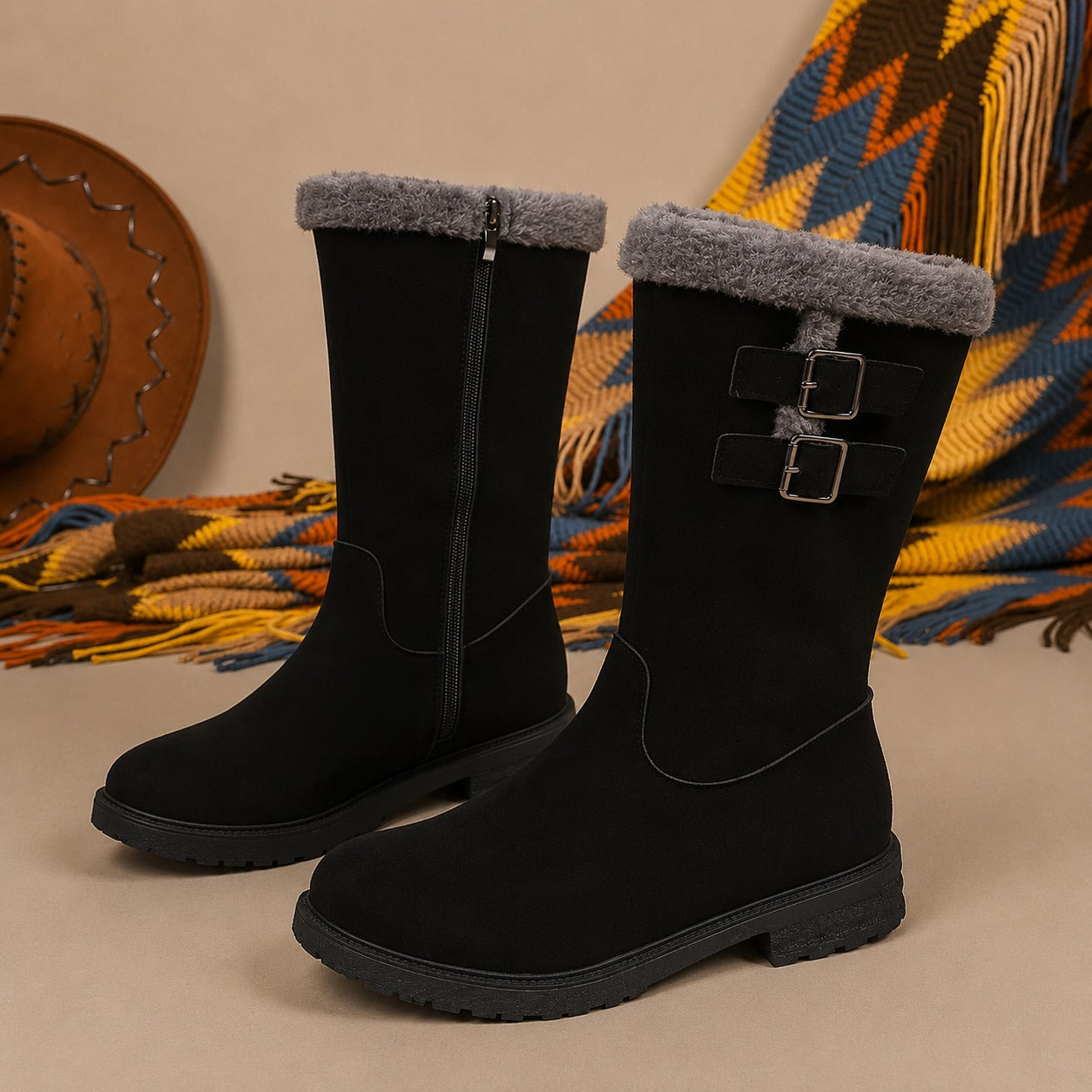 Bota Genevieve™ com Forro Acolchoado Interno e Cano Médio